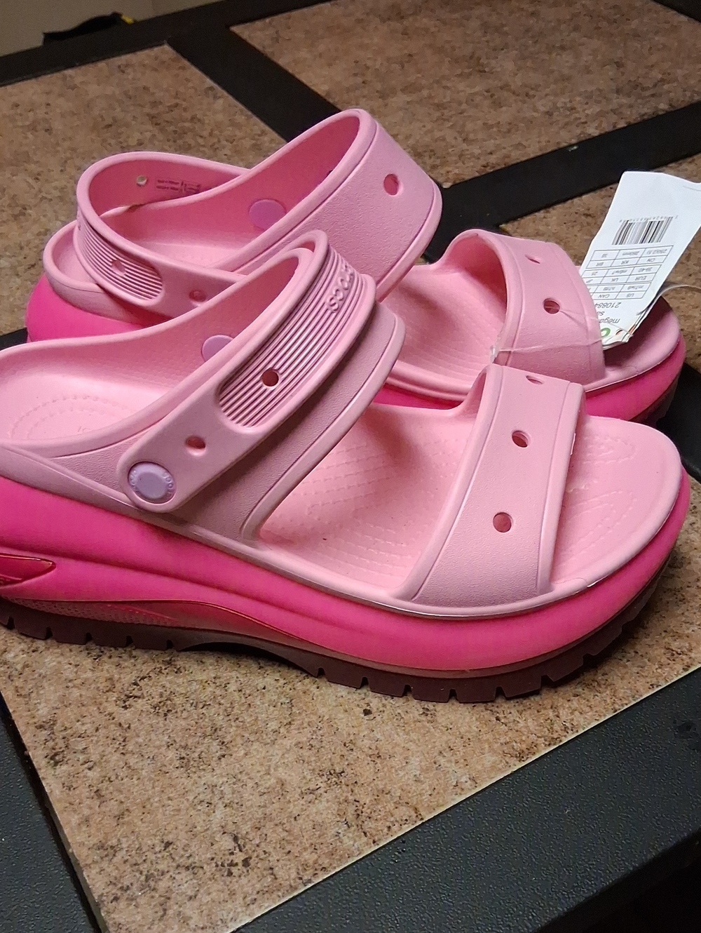 CROCS Pink Platform Sport Sandals